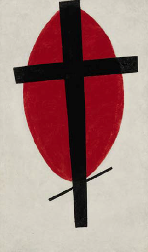 Mystic Suprematism (Black Cross on Red Oval) by Kazimir Malevich