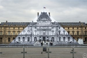 Famous artist JR makes the pyramid of the Louvre disappear