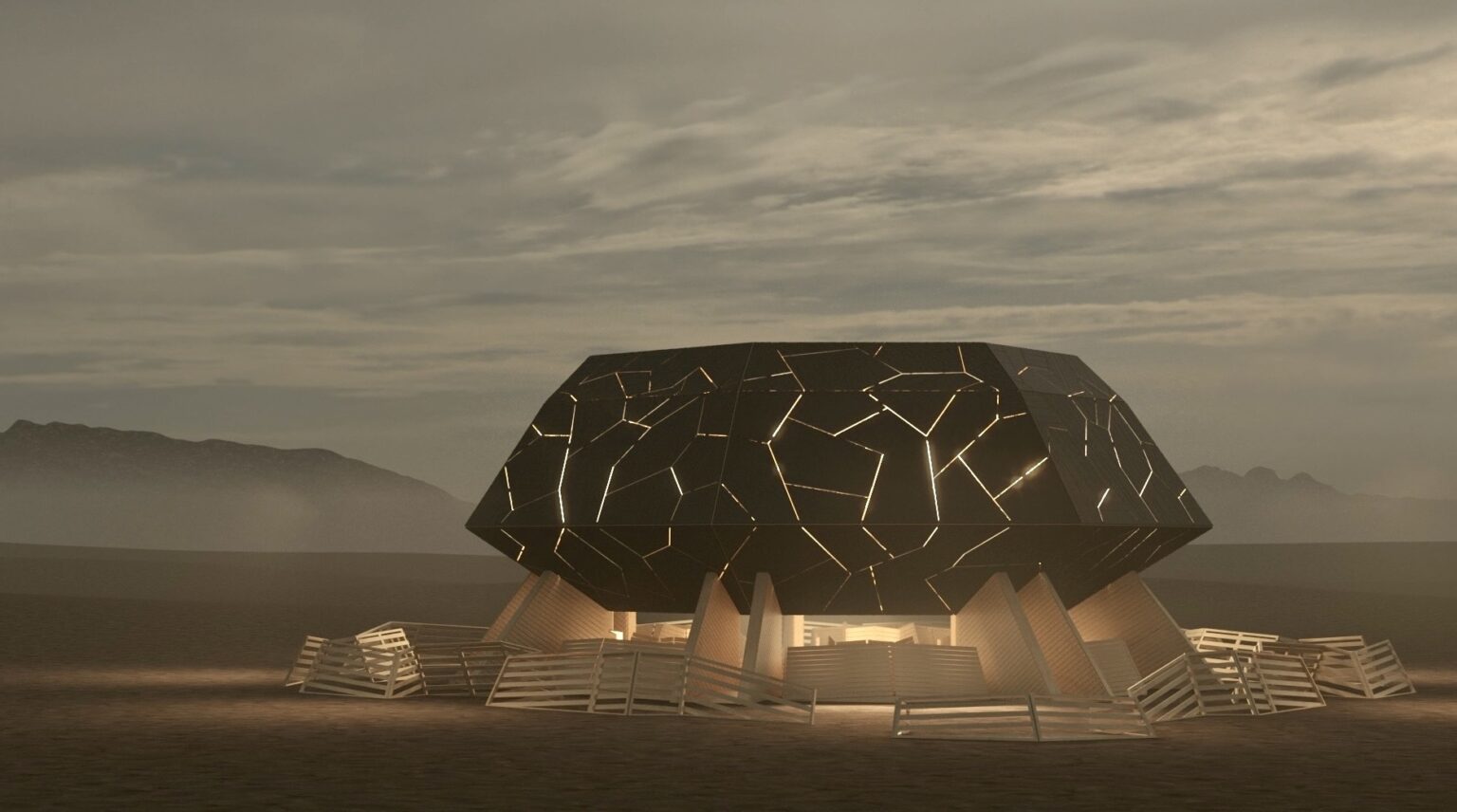 This Years' Burning Man Temple designed by Spanish Architect Miguel Arraiz