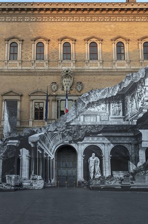 Street Artist JR, Unveils Optical Illusion Work on Rome’s Façade of the Farnese Palace
