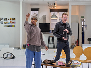 Rehearsal Images of Paul Bettany and Jeremy Pope as Warhol and Basquiat in the World Premiere of The Collaboration