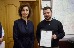 UNESCO Director-General Audrey Azoulay and President Zelensky Together to Rebuid the Cultural Sector ,  6.9BN Needed