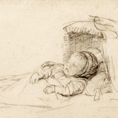 British Museum acquires Rembrandt Drawing, A Baby sleeping in a Cradle 