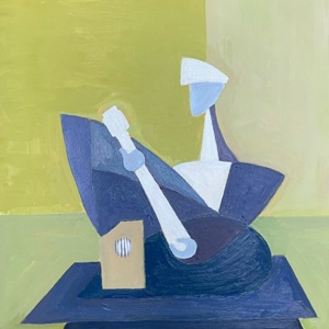 Michel Testard "Sitarist in Blue over Green" 2025