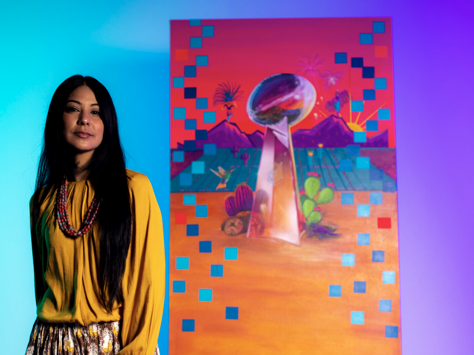 NFL Spotlights Chicana Native American Artist, Lucinda 'La Morena' Hinojos for Super Bowl LVII