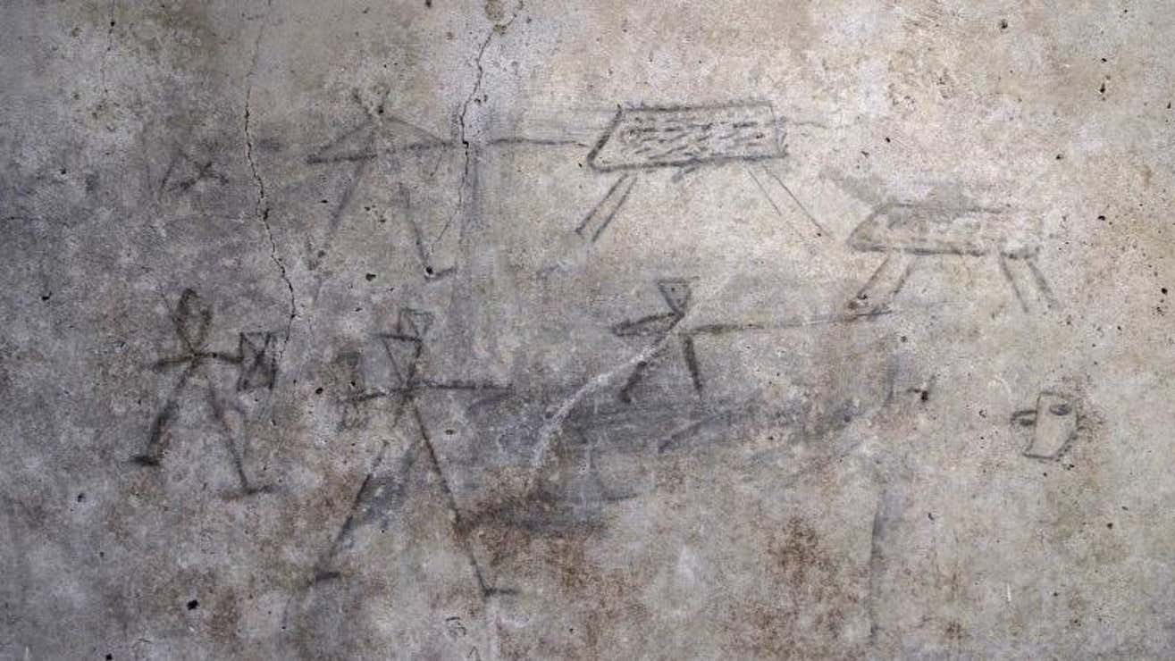 Ancient Gladiator Sketches drawn by a Child Discovered in Pompeii