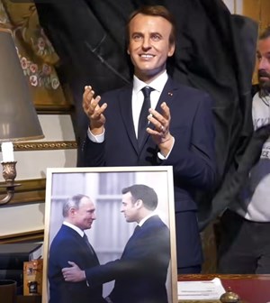 Greenpeace France steals Macron Wax Figure for Anti-Russia Protest 