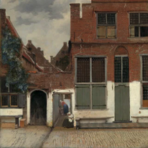 Vermeer First painted the House in his Famous Painting "The Little Street" with a closed Door