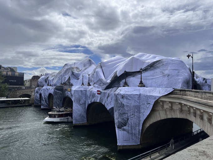 JR's Cave on the Pont Neuf Paris damaged by Bad Weather 