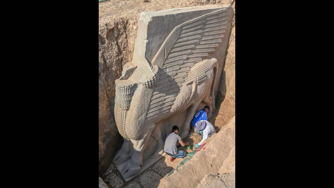 2,700-Year Old Lamasu Statue was hidden for Protection in the ’90s Now It’s been rediscovered  