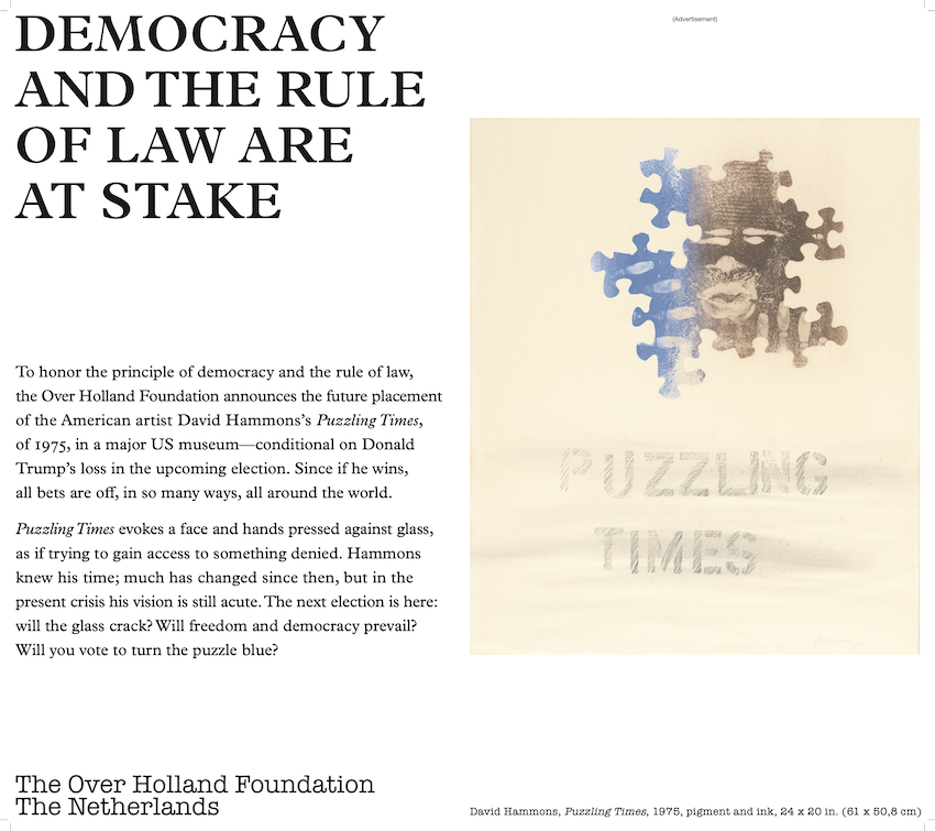 Dutch Art Foundation's bold Political Statement in The New York Times