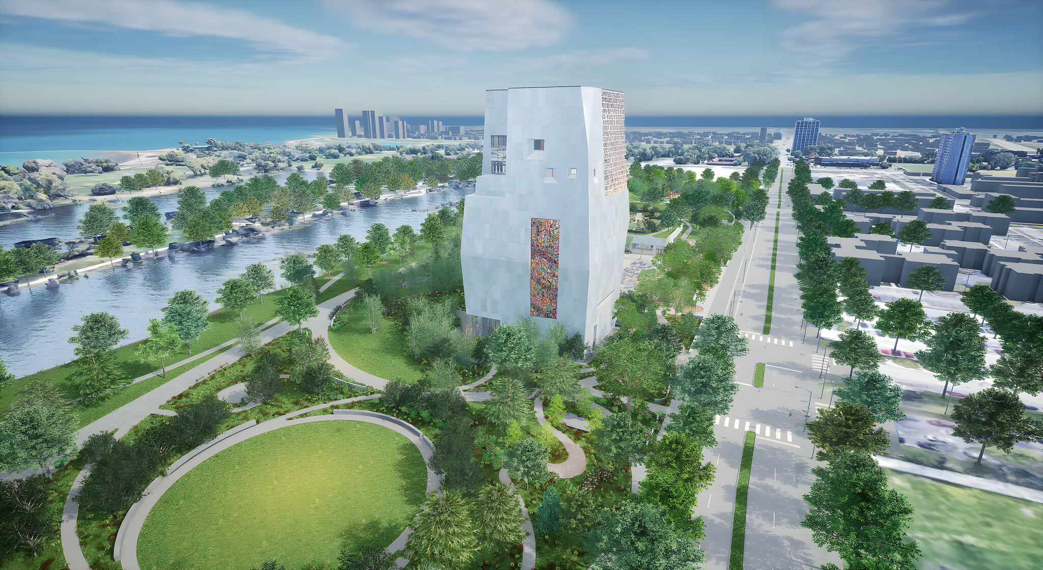 Obama Presidential Center Museum features 83-Foot tall painted Glass Window by Julie Mehretu