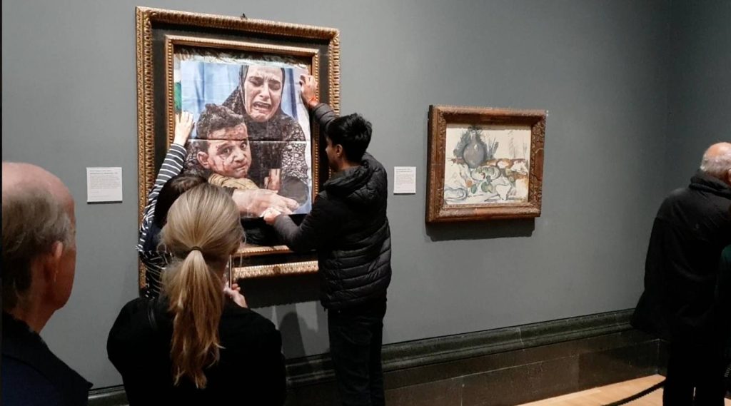 Youth Demand paste bloodied Gazan Parent and Child onto Picasso's ‘Motherhood’