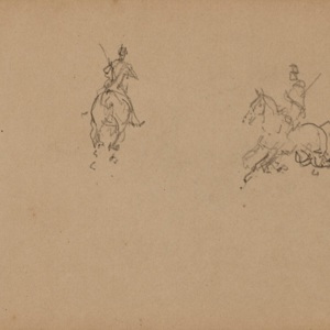 Henri De Toulouse-Lautrec (1864-1901) Études de Têtes de Chevaux (recto); Cavaliers Uhlan (verso)