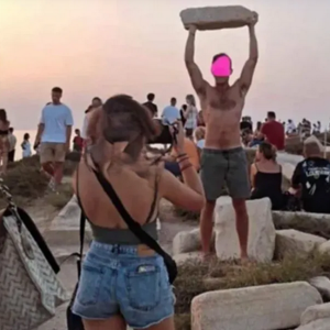 Tourist lifting Ancient Marbles on Naxos, Greece, triggers Outrage