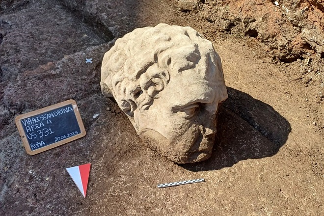 Archaeologists in Rome unearth a Large Marble Head beneath Trajan’s Forum