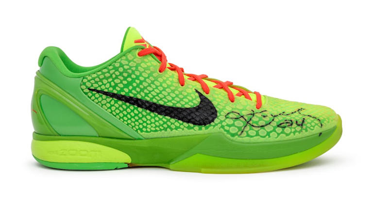 Kobe Bryant's Game-Worn Nike Kobe 6 "Grinch" Up for Sale