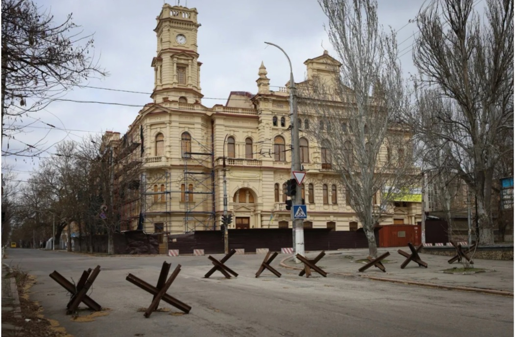 Kherson Art Museum marked with International Blue Shield Protective Emblem