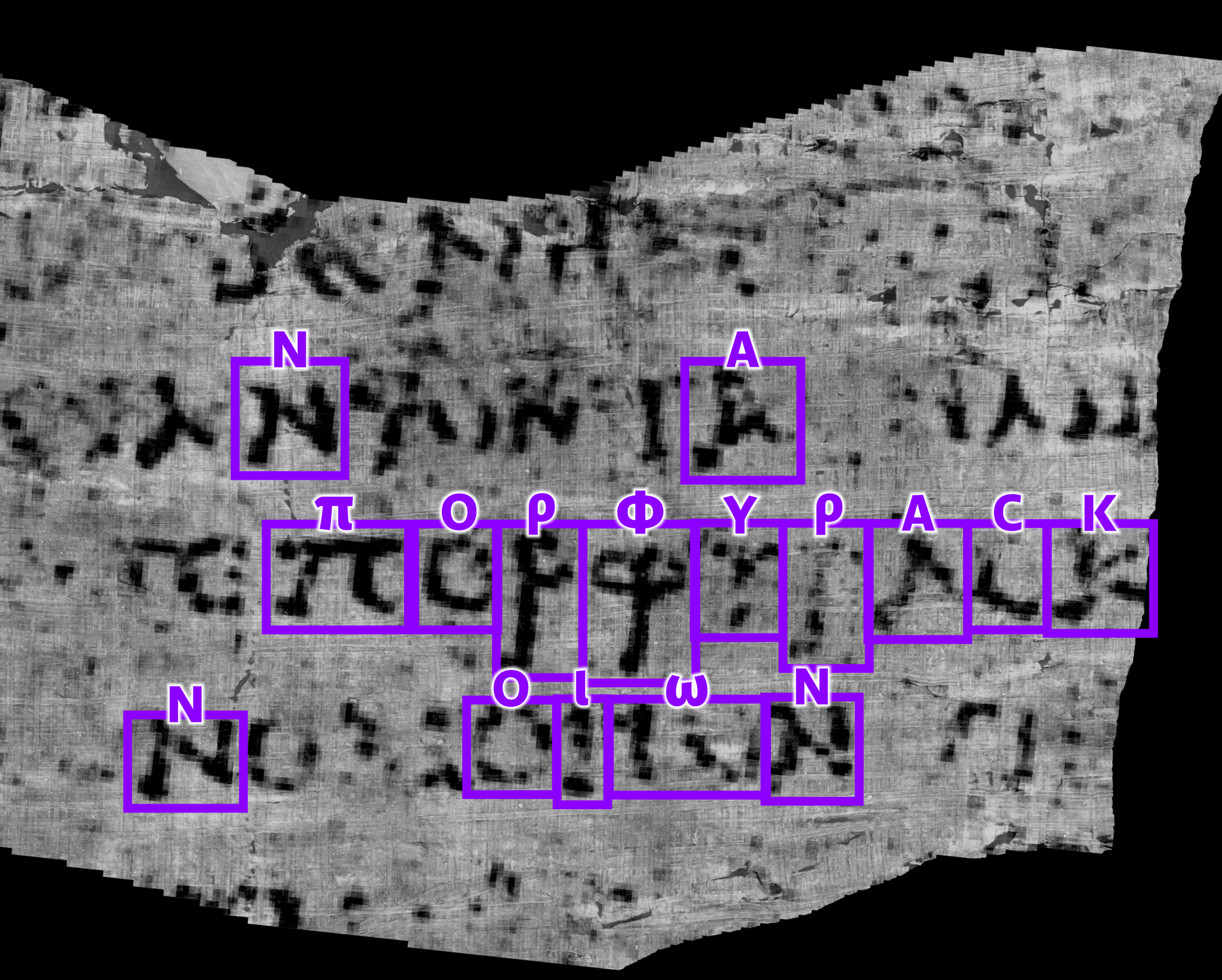 First Word discovered in unopened Herculaneum Scroll burned by Vesuvius