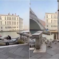 Stolen Boat hits Rialto Bridge in Venice