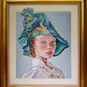 Zofia Antwerp ( °1998, Poland lives and works in Belgium)  "The Girl in a Fish Hat" 2025