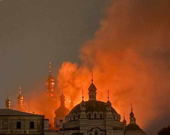 Kyiv’s 1,000-Year-Old Pechersk Lavra Monastery on Fire amid Russian attacks on Kyiv