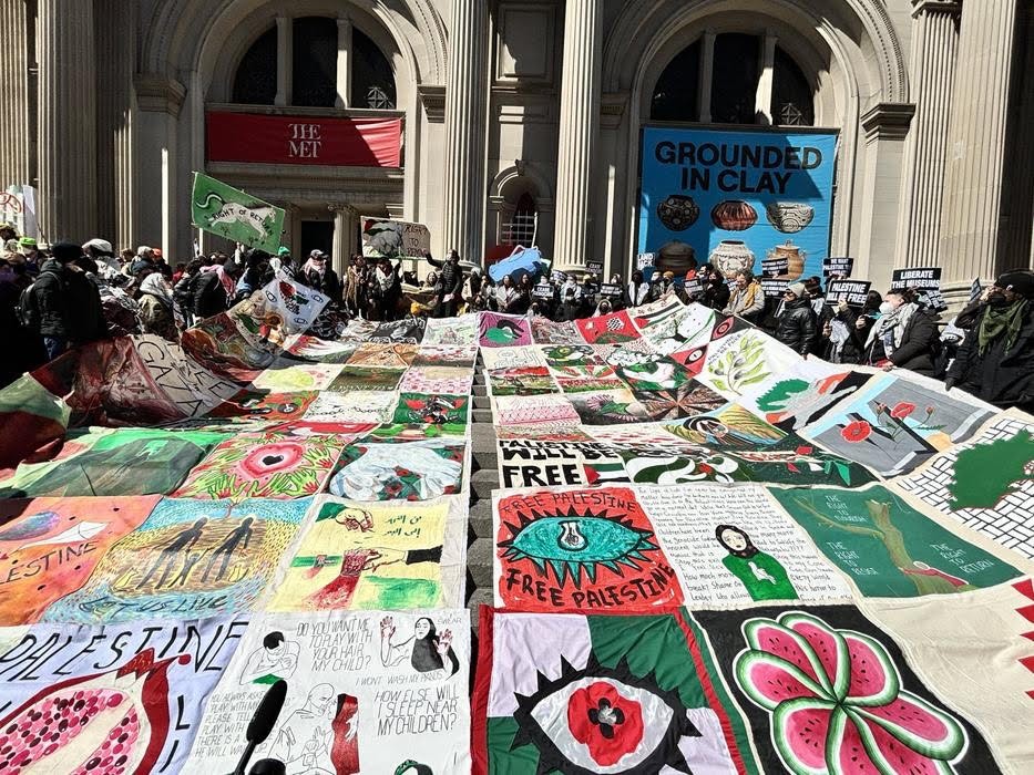 Protesters stage Event at The Metropolitan Museum New York in support of Gaza
