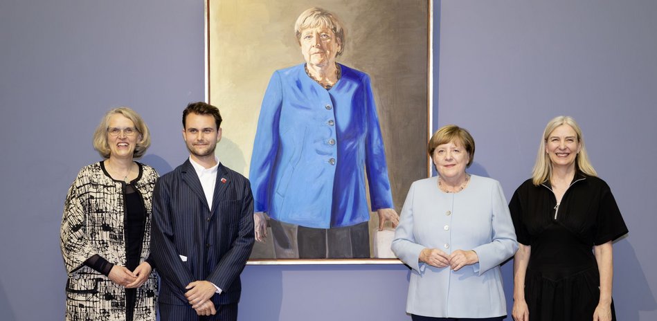 Official Portrait of Former German Chancellor Angela Merkel Unveiled