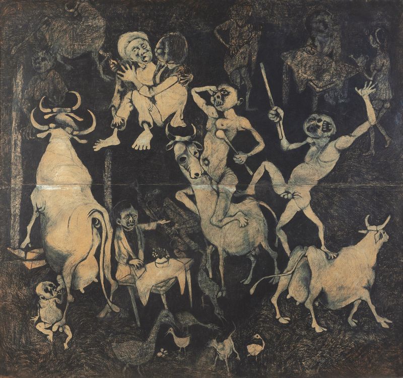 Picasso's Guernica converses with Dumeli Feni's African Guernica 