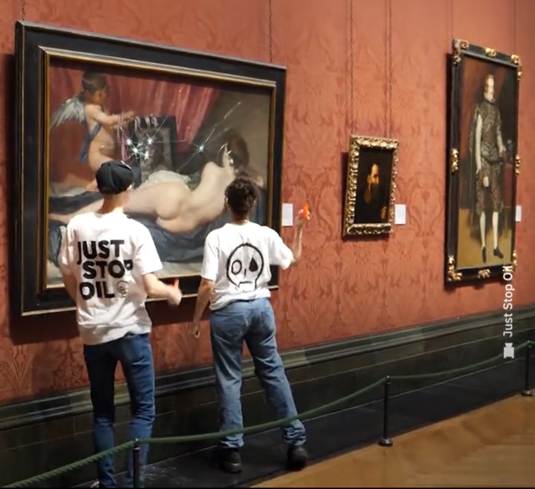 Just stop Oil Protesters arrested After Glass Protecting National Gallery Masterpiece is smashed